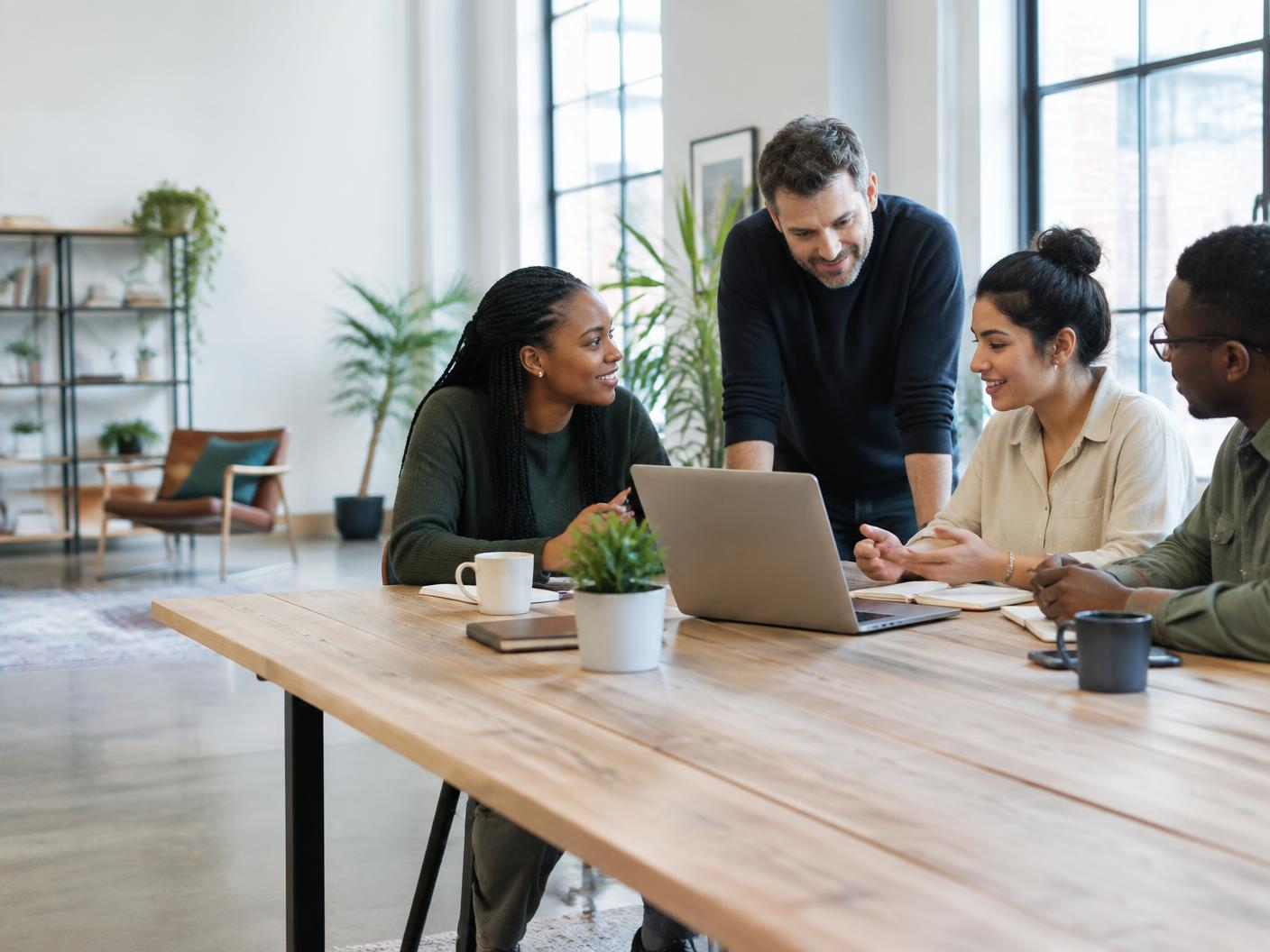 Small business professionals working together