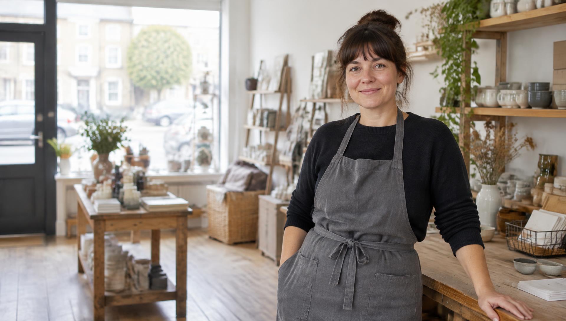 An independent UK shop owner in her store